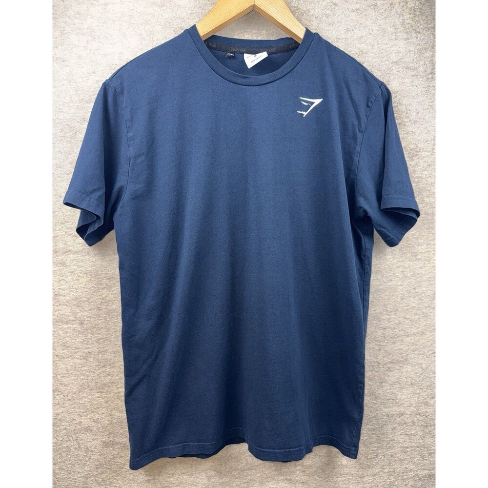Gymshark Men's M Navy Performance Workout Training Athletic T-Shirt Logo Tee